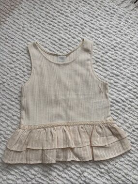 Zara Cream Ruffled Tank Top for Girls (size 9-10)